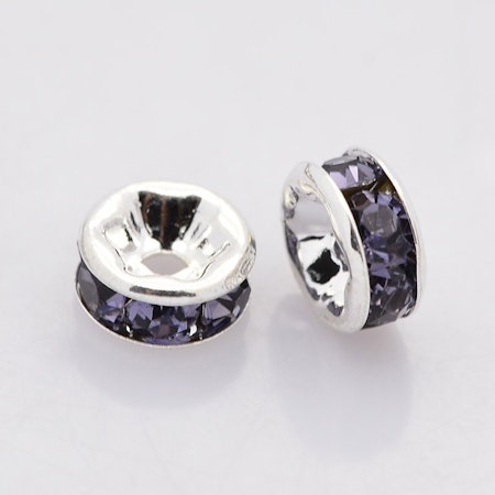 Strassrondeller Tanzanite/silver 8mm