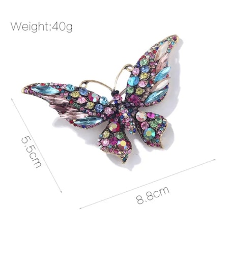 Butterfly smycke med strass (flera färger)