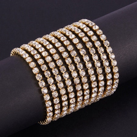 Strasslänk Crystal/gold 4mm, 10 yard, rulle
