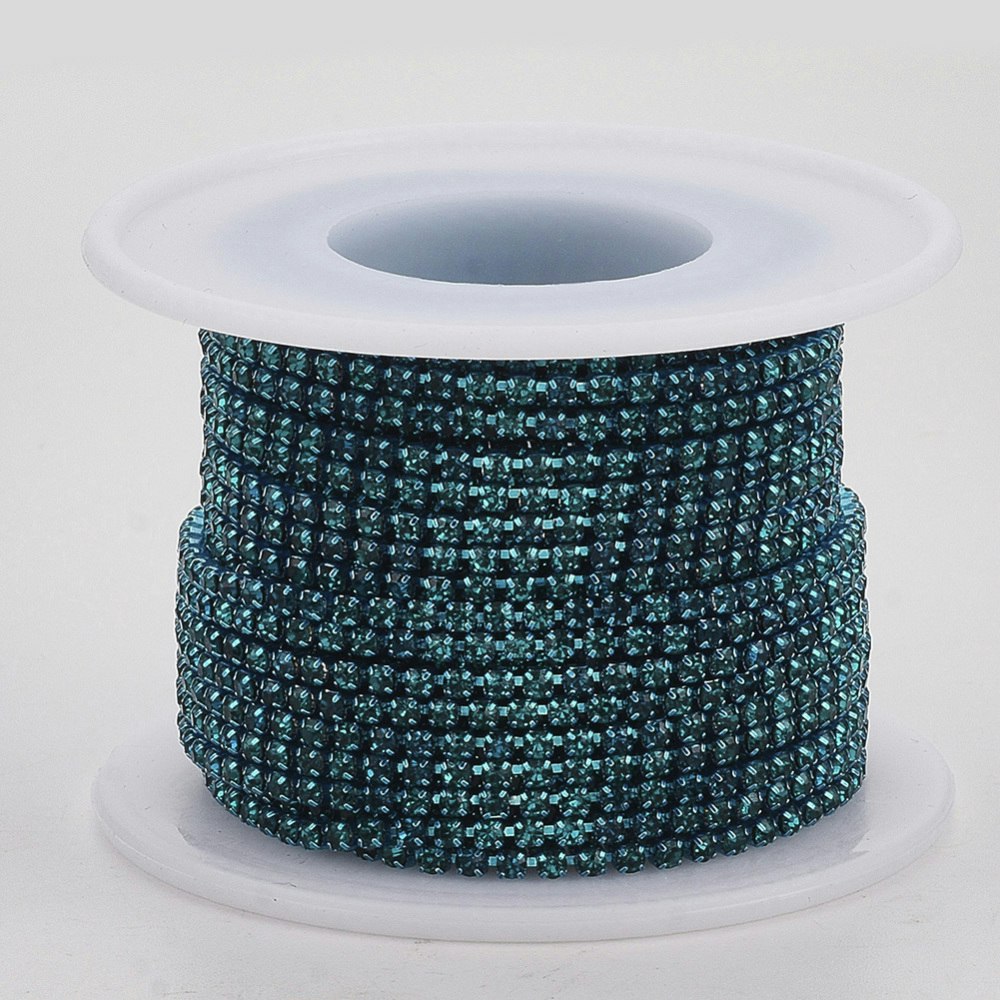 Strasslänk Blue Zircon SS12, 10 yard, rulle