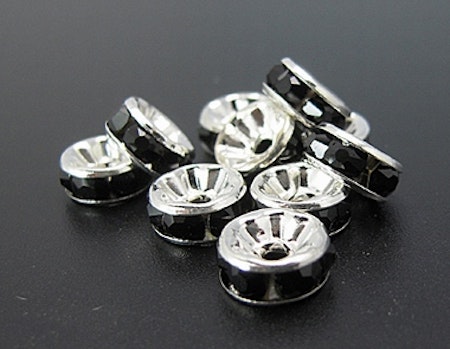 Strassrondeller Black/silver 8mm