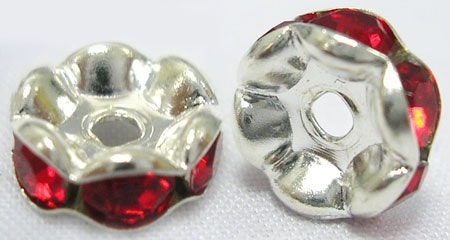 Strassrondeller wave red/silver 8mm