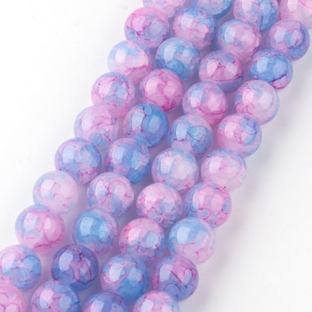 Glaspärlor Crackle Pearl Pink 8mm