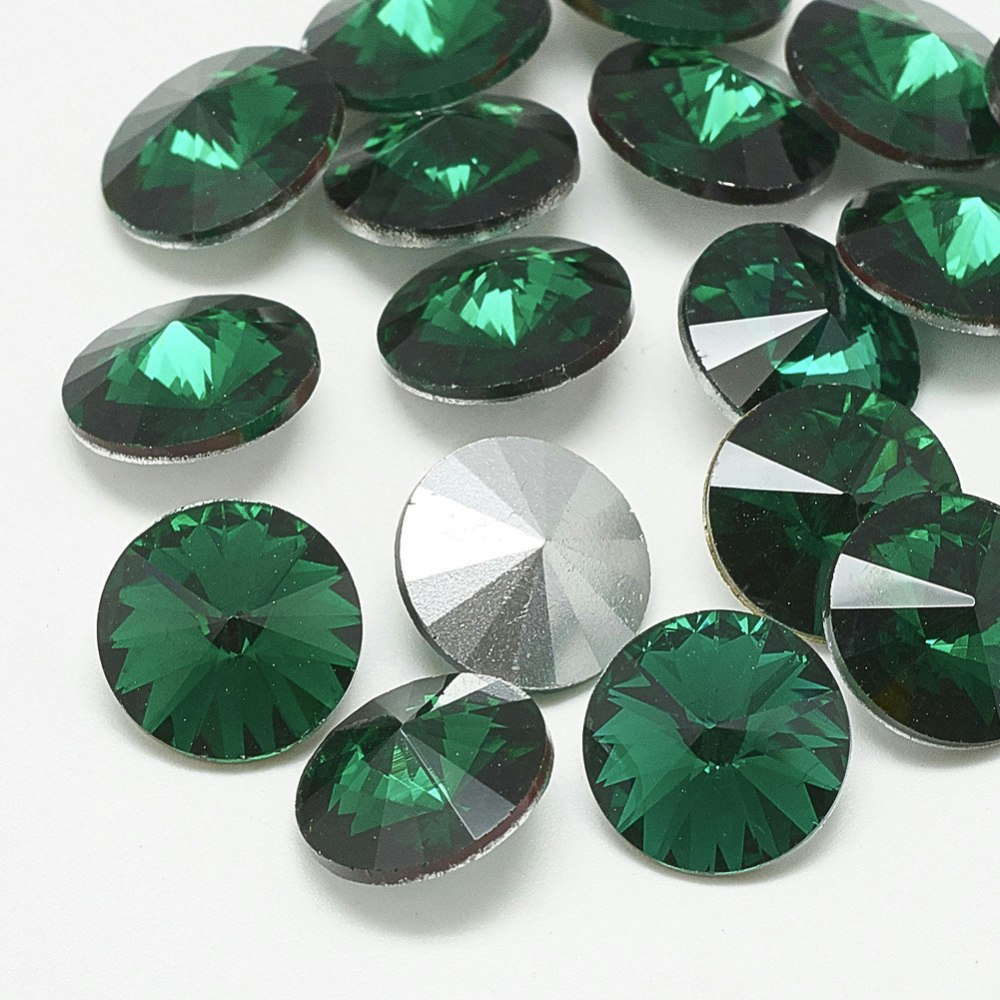 Rhinestone Emerald point back, glas 12mm