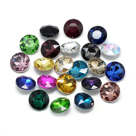 Rhinestone Mix color point back, glas 12mm