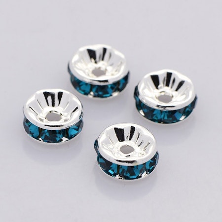 Strassrondeller Blue Zircon/silver 8mm, 200st