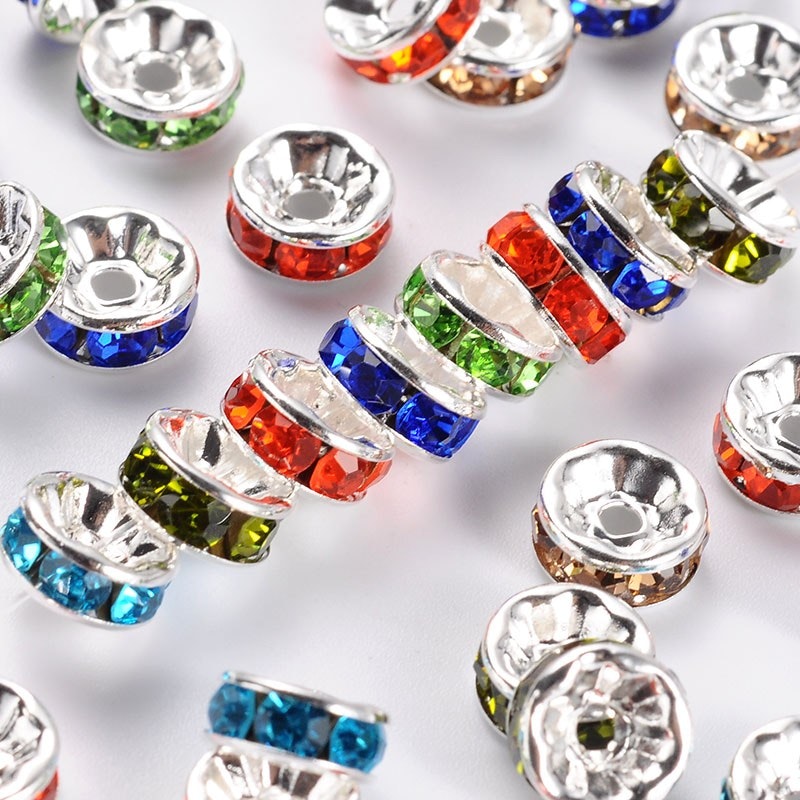 Strassrondeller mix/silver 8mm, 200st