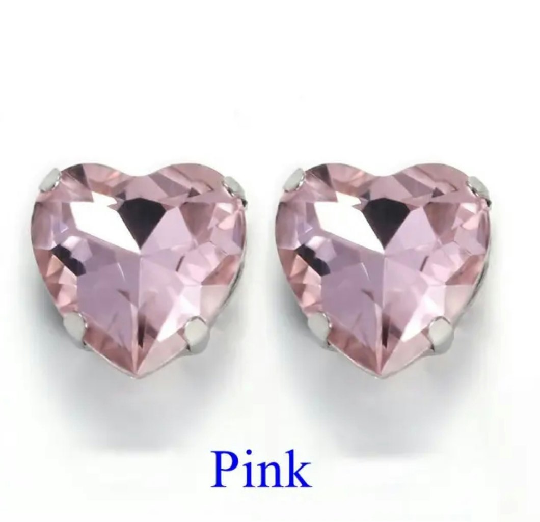 Sew on kristallhjärta Pink glas, 20st, 10mm