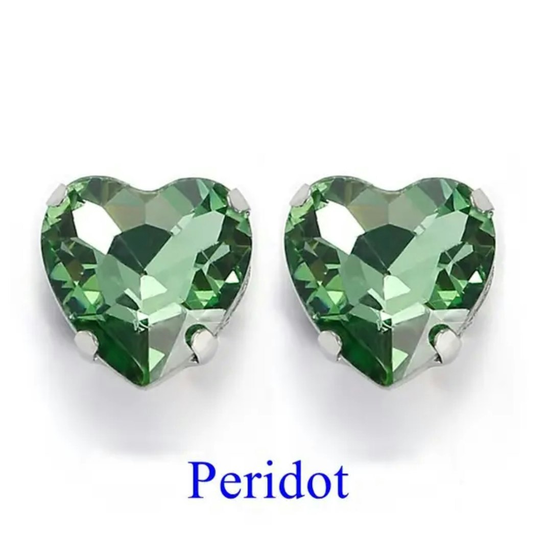 Sew on kristallhjärta Peridot glas, 20st, 10mm