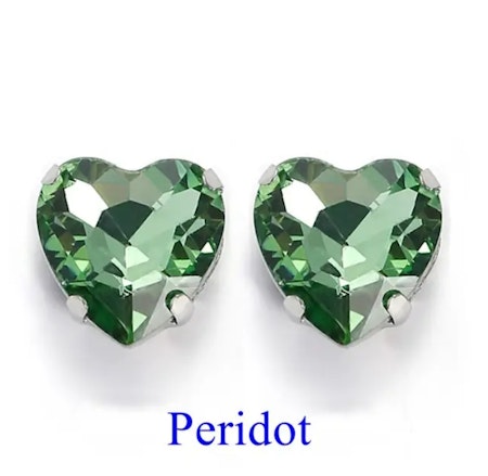 Sew on kristallhjärta Peridot glas, 20st, 10mm