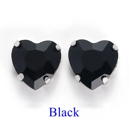 Sew on kristallhjärta Black glas, 20st, 10mm
