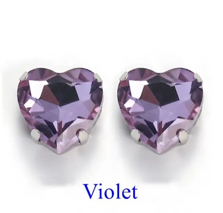Sew on kristallhjärta Violet glas, 20st, 10mm