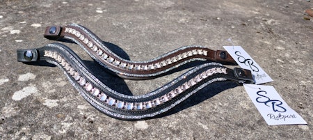 NI extra u-svängt pannband med glitter, 8 mm sew on länk och tryckknappar minishettis -xfull
