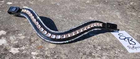 NI extra u-svängt pannband med glitter, 8 mm sew on länk och tryckknappar minishettis -xfull