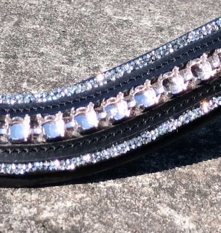 NI extra u-svängt pannband med glitter, 8 mm sew on länk och tryckknappar minishettis -xfull