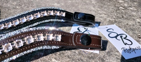 NI lackat extra u-svängt pannband med glitter, 8 mm sew on länk och tryckknappar minishettis -xfull