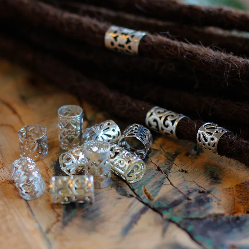 Large Silver Dread Cuff Set 9-10mm - Raw Roots