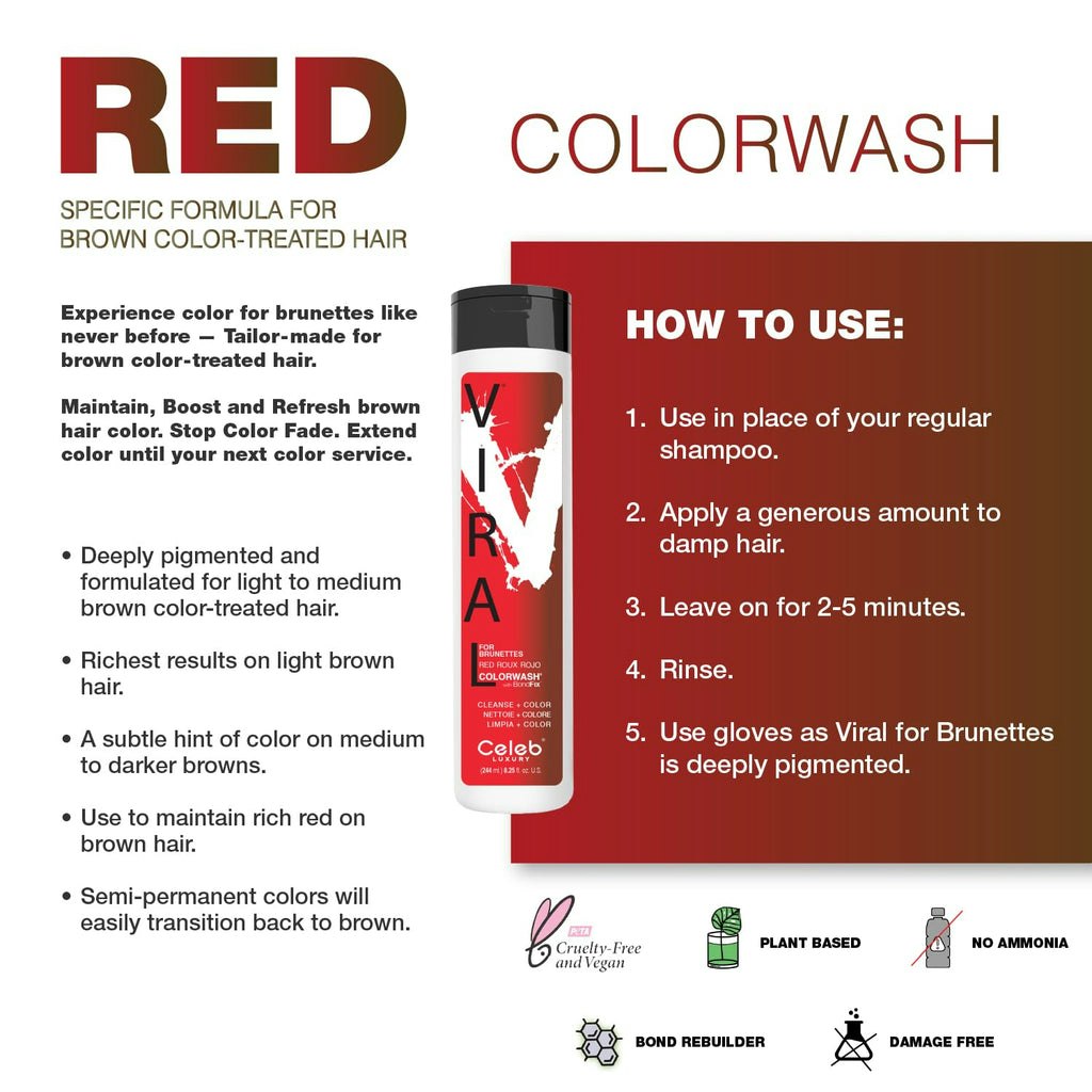 Red FOR BRUNETTES,Viral Colorwash Schampo, Celeb Luxury