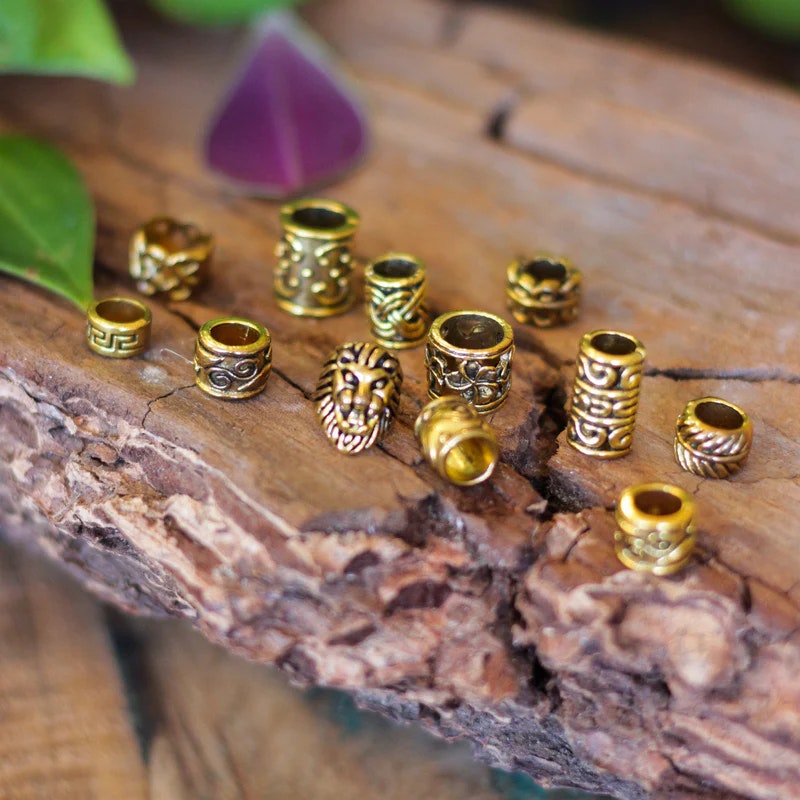 Lion Dread Pearl Mix Gold Dreadlock Jewellery-Raw Roots