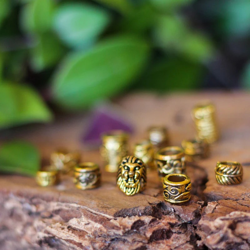 Lion Dread Pearl Mix Gold Dreadlock Jewellery-Raw Roots