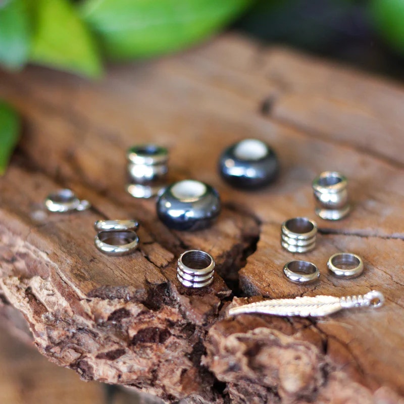 Small Silver Accents Dread Bead Jewellery-Raw Roots