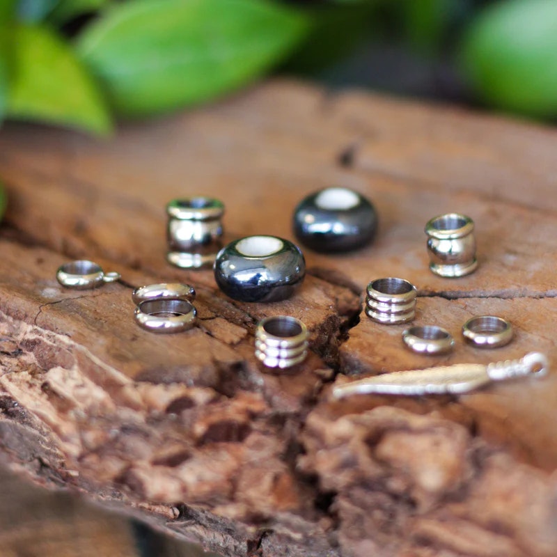 Small Silver Accents Dread Bead Jewellery-Raw Roots
