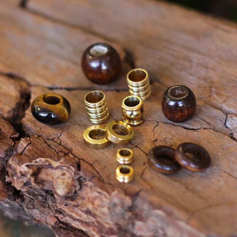 Earth & Gold Dreadlock Bead Set-Raw Roots