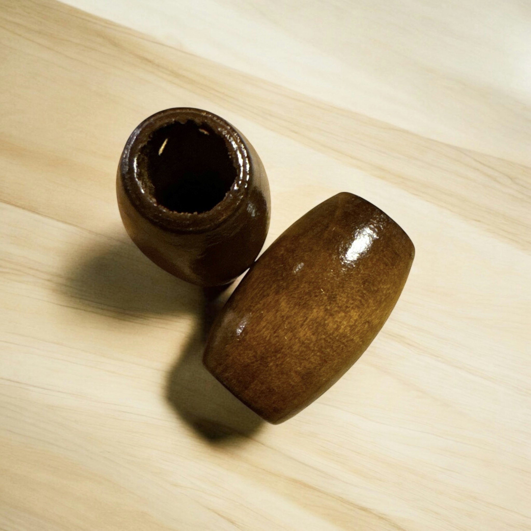 2 st XL-Robusta Bruna Träpärlor