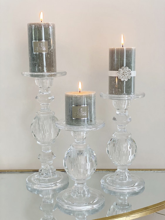 Ljusstakar i glas till blockljus - Inredning och dekoration.