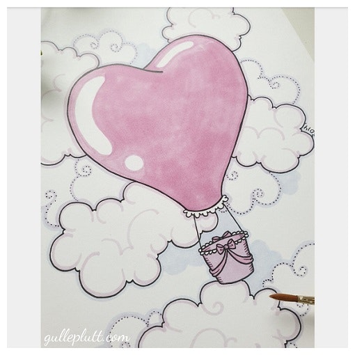Namntavla: Rosa Luftballong, Hjärta