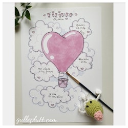 Namntavla: Rosa Luftballong, Hjärta