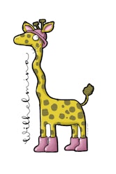 PERSONLIG VATTENFLASKA m namn, giraff med stövlar - ROSTFRITT STÅL