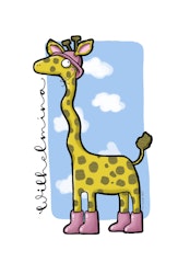 PERSONLIG VATTENFLASKA m namn, giraff med stövlar - ROSTFRITT STÅL