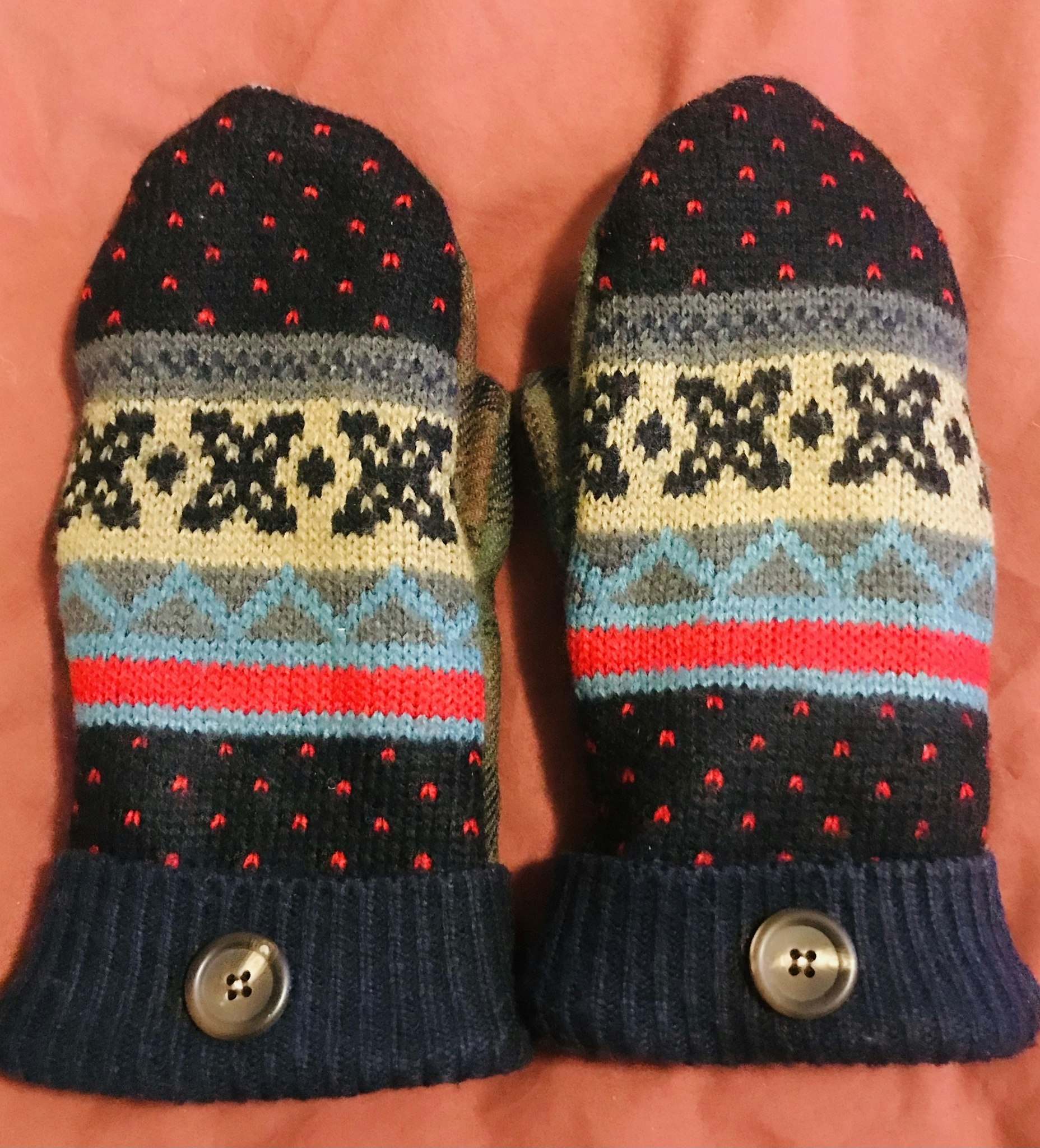 Återbruks vantar / Fairisle, Tweed.