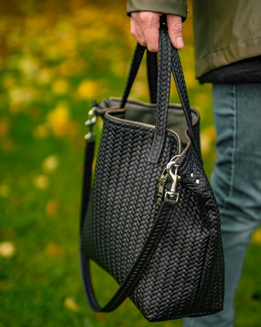 New Tote Bag - Herringbone Leather w/ Zipper