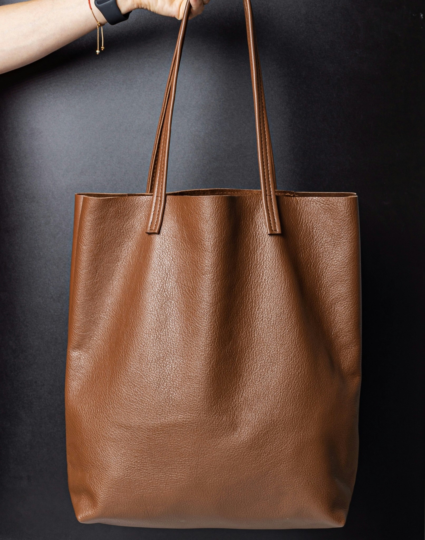 Raw Leather Tote Bag