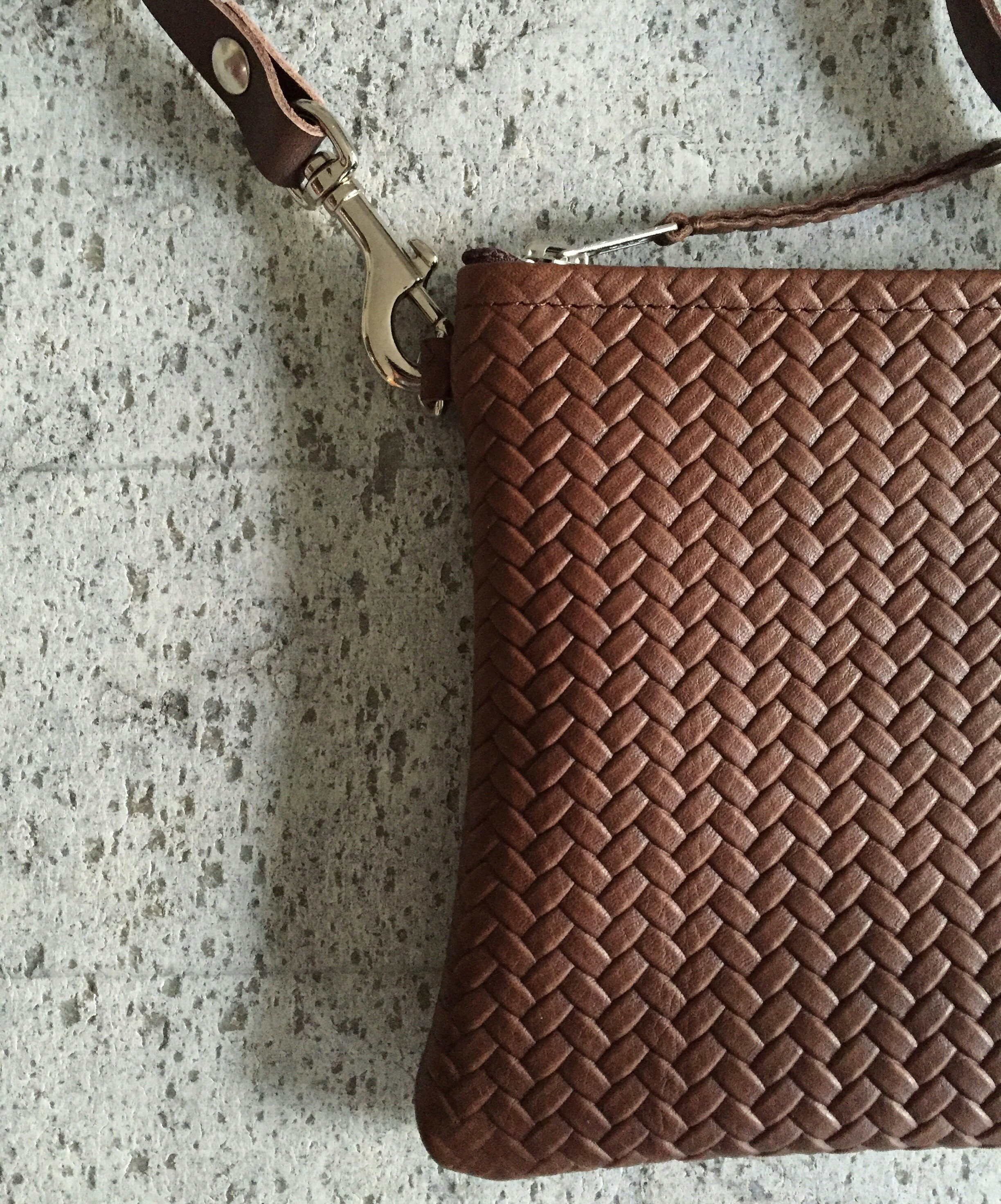 VIP Shoulder Bag - Chocolate Brown Herringbone Leather