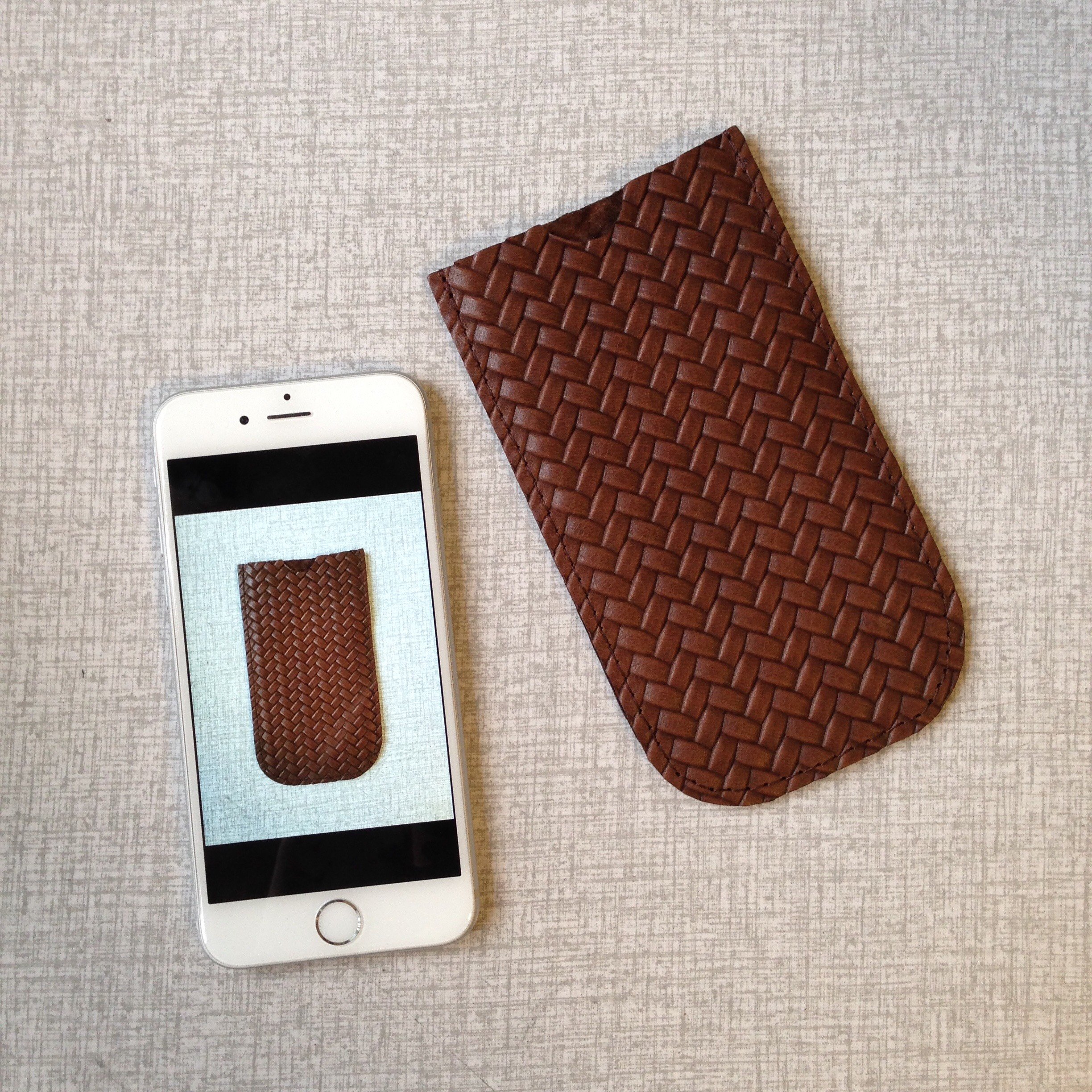 Leather Sleeve for iPhone 6 & 7 - Brown 'Braided' Leather