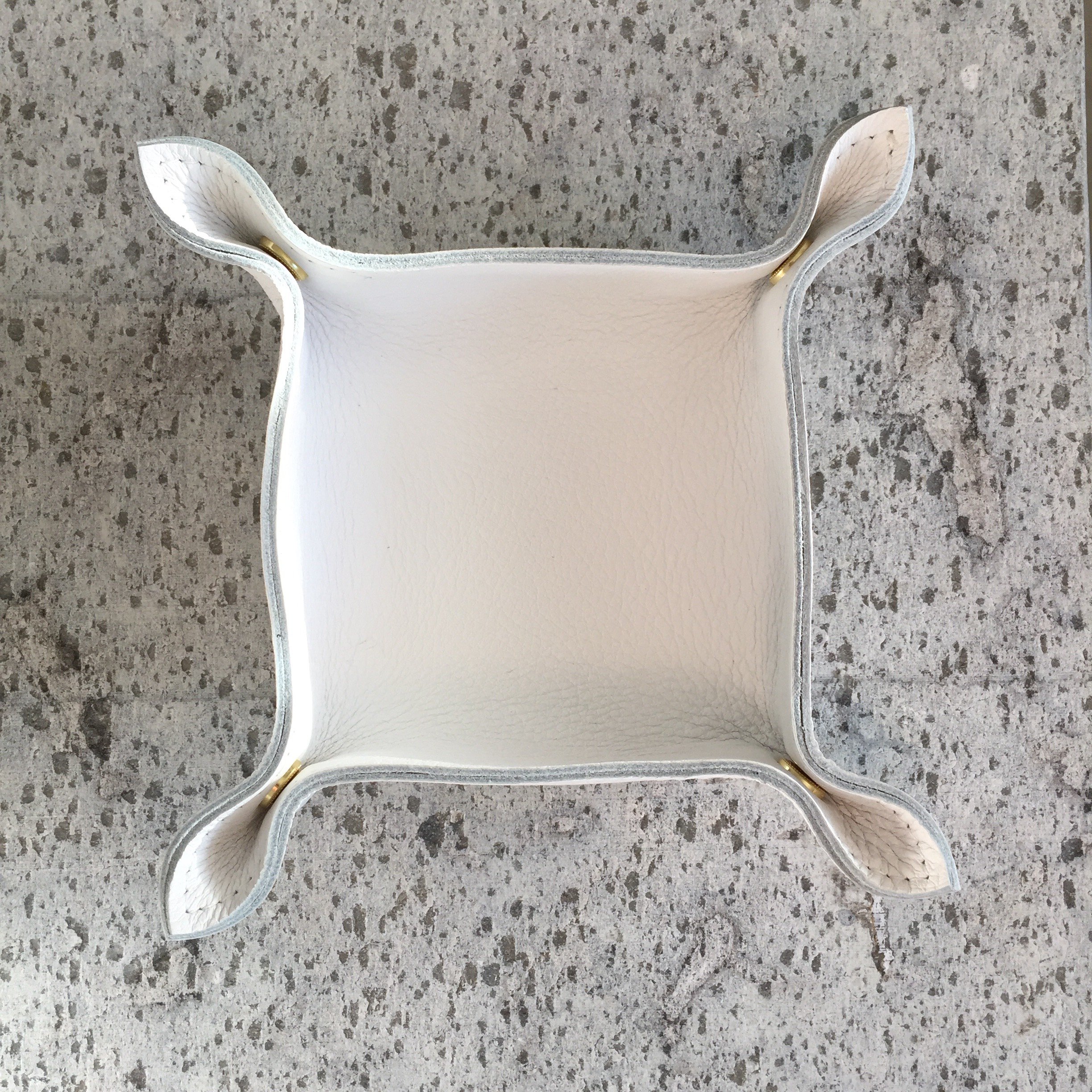 Leather Tray - White (small square)
