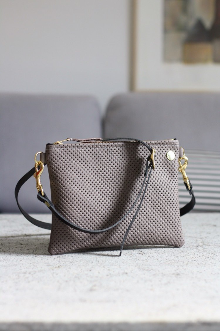VIP Shoulder Bag - Taupe perforated & Taupe leather