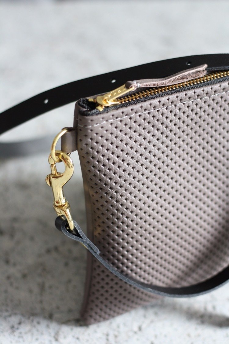 VIP Shoulder Bag - Taupe perforated & Taupe leather