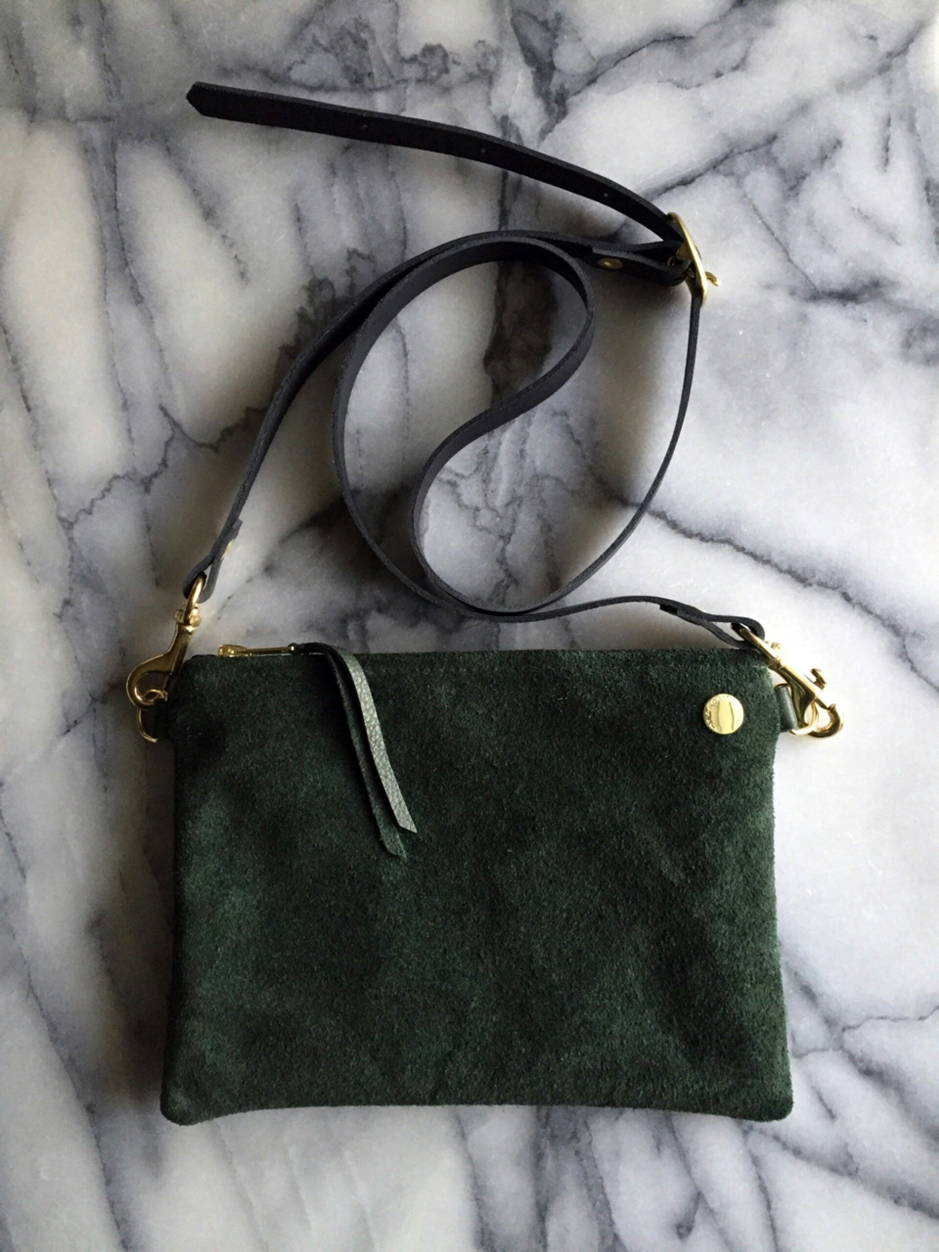 VIP Shoulder Bag - Green Suede & Leather