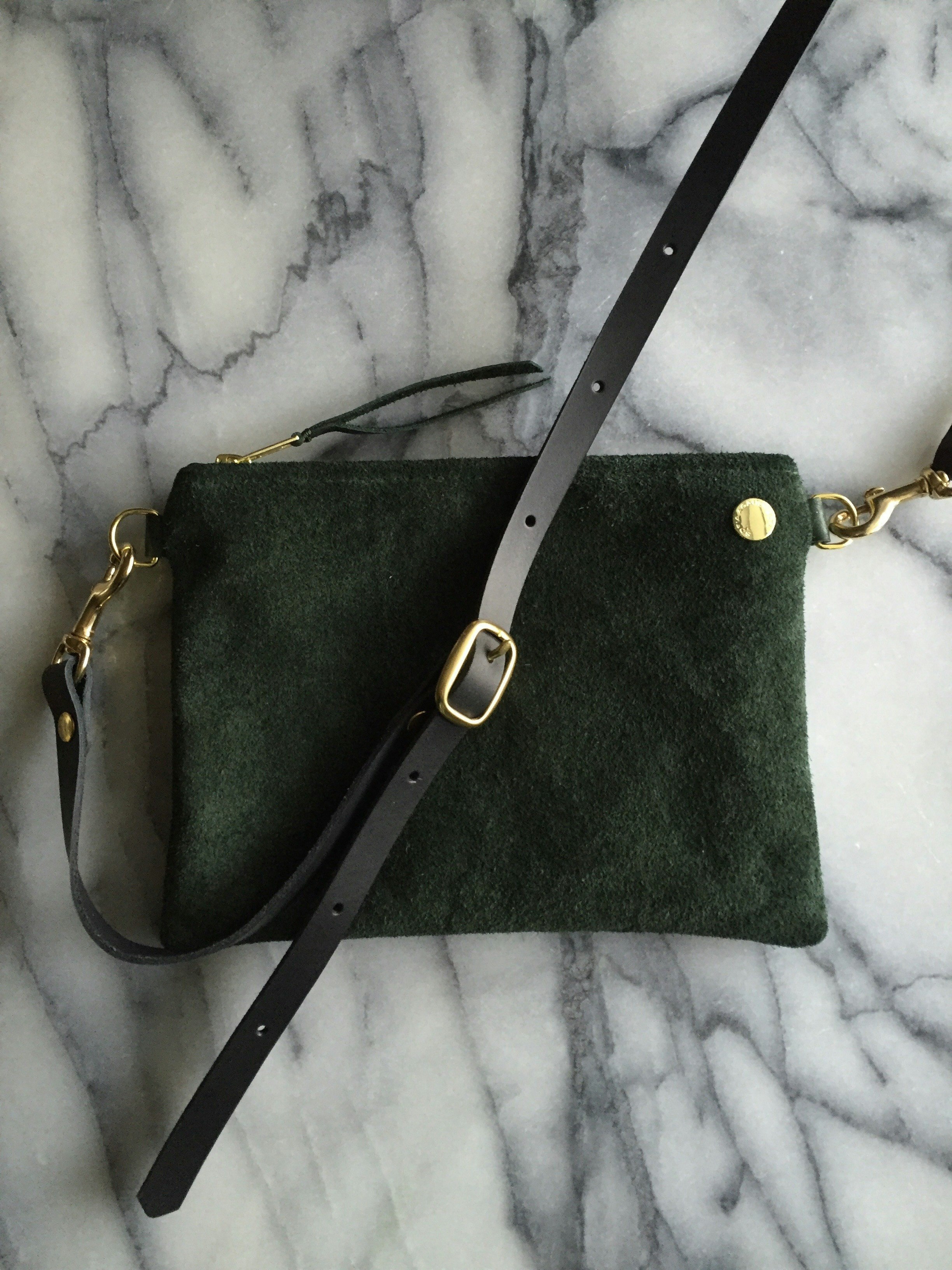 VIP Shoulder Bag - Green Suede & Leather