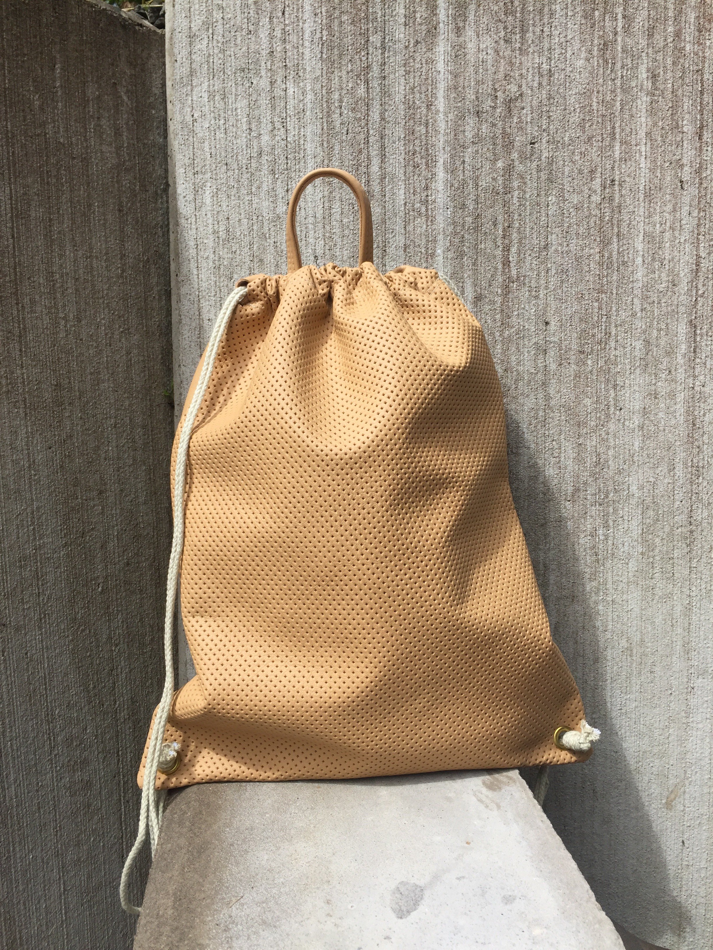 Leather Backpack - Nude