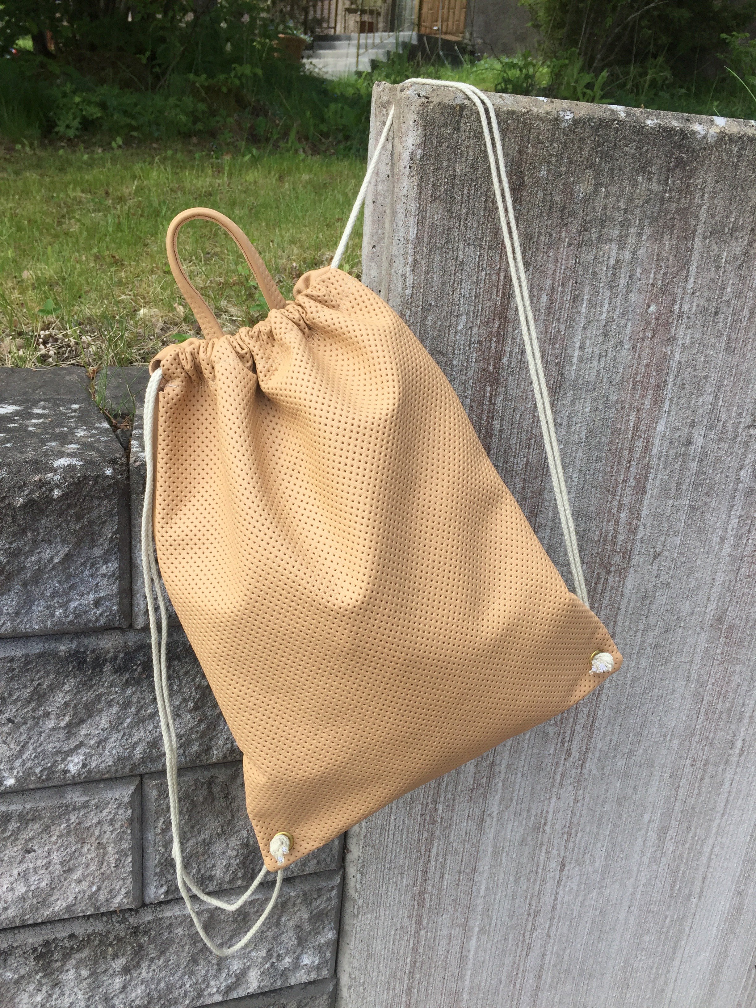Leather Backpack - Nude