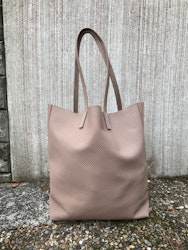 Raw Leather Tote Bag - Light Taupe Perforated