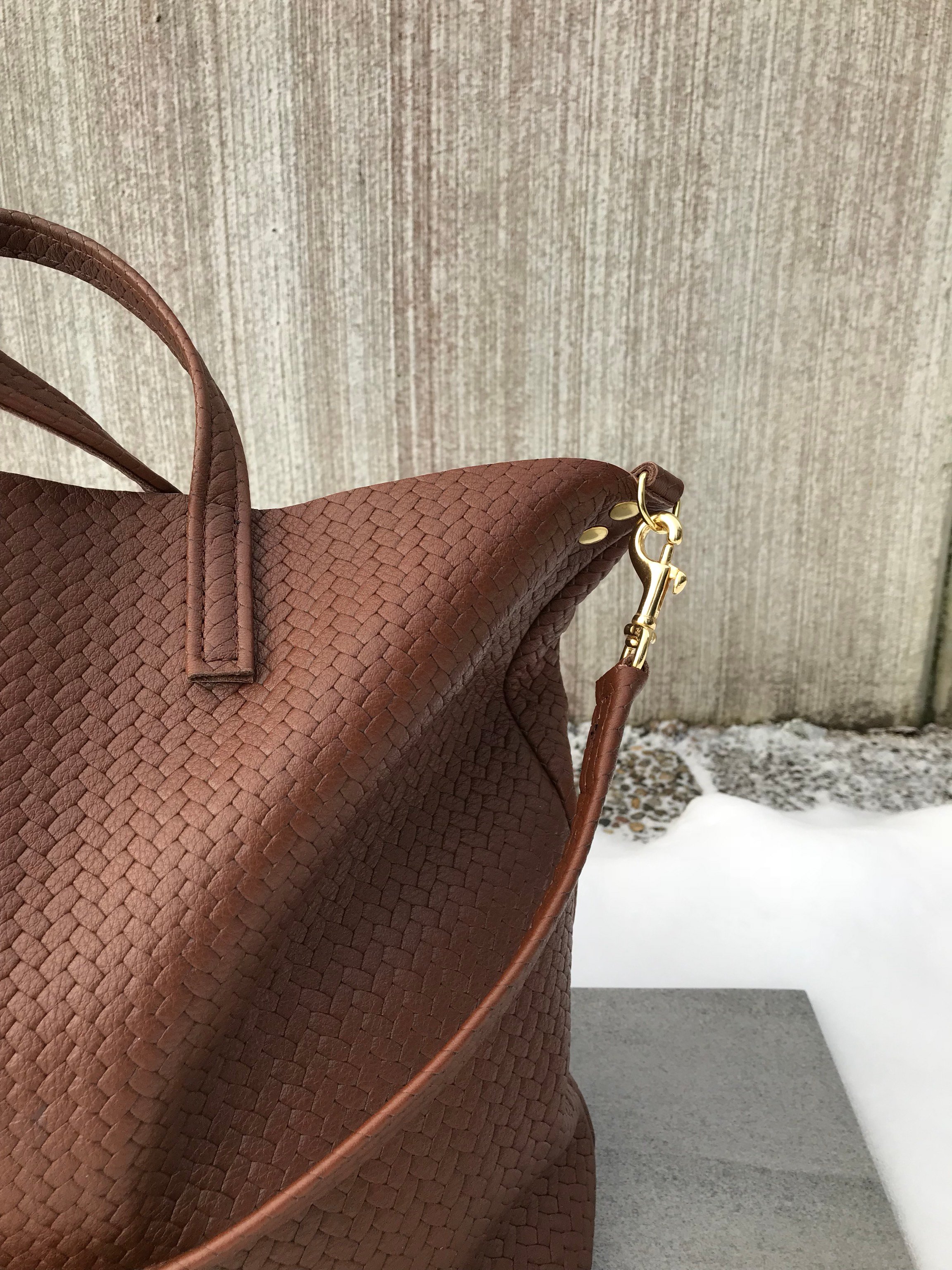 New Tote Bag - Herringbone Leather