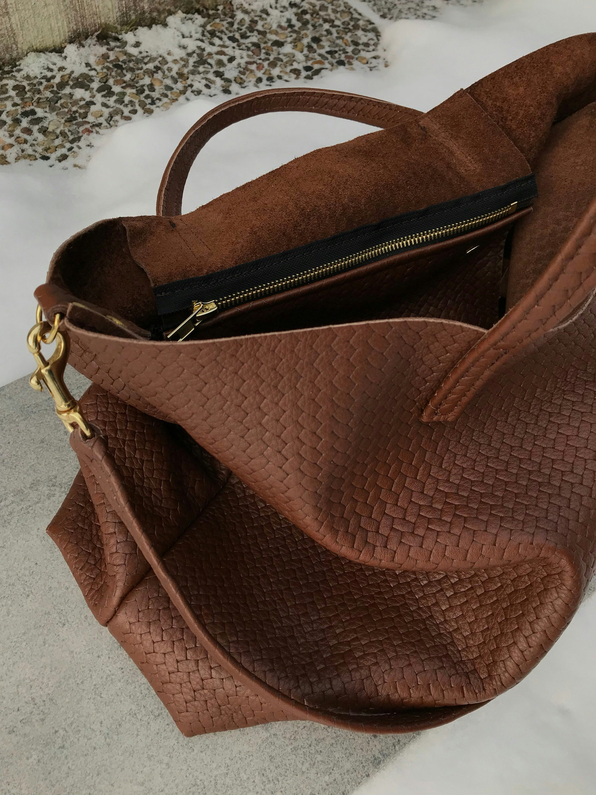 New Tote Bag - Herringbone Leather