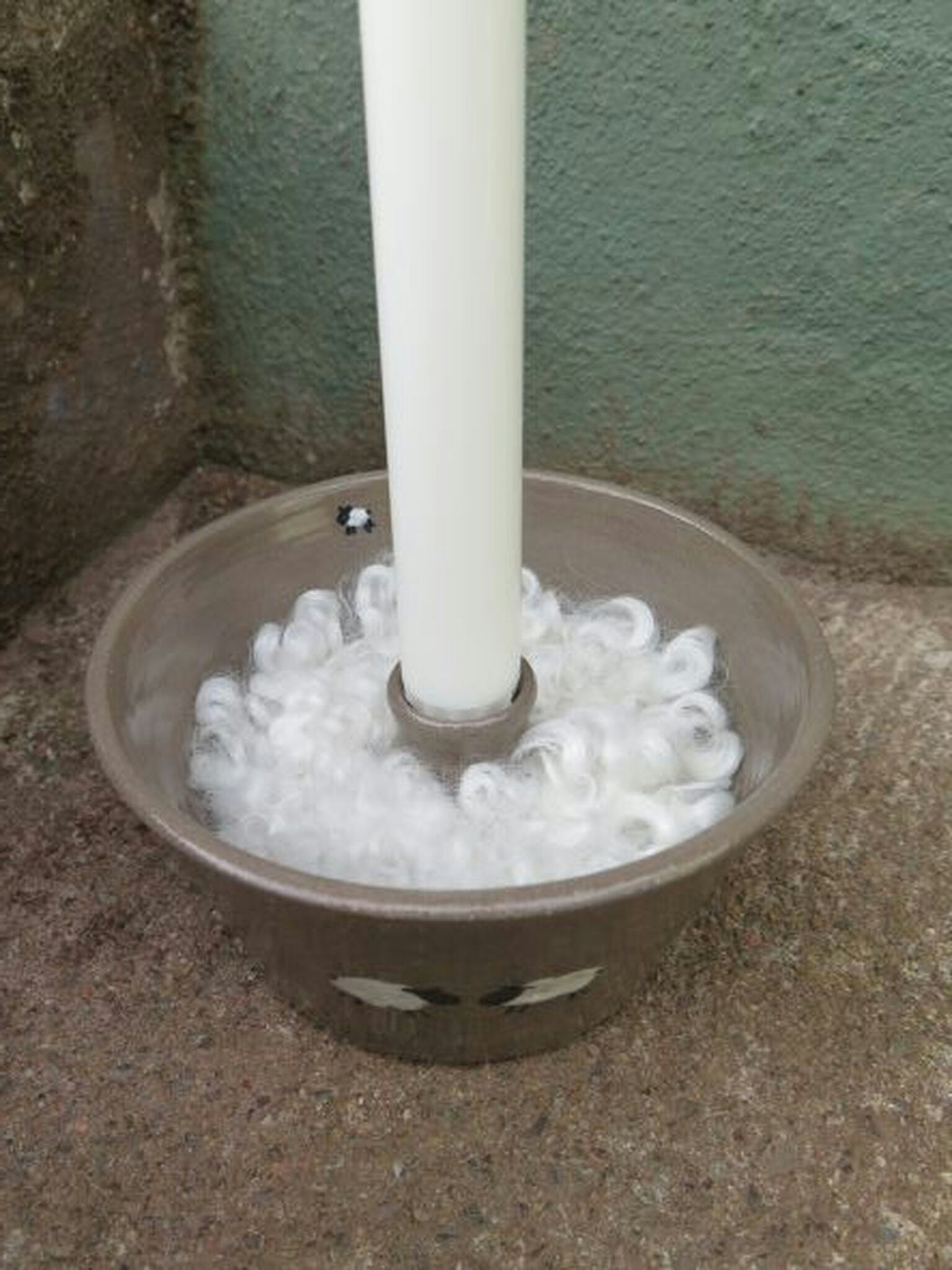 Ljusfat-skål med ullmanschett  SLUTSÅLD
