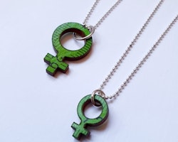 Necklace Feminist small -green